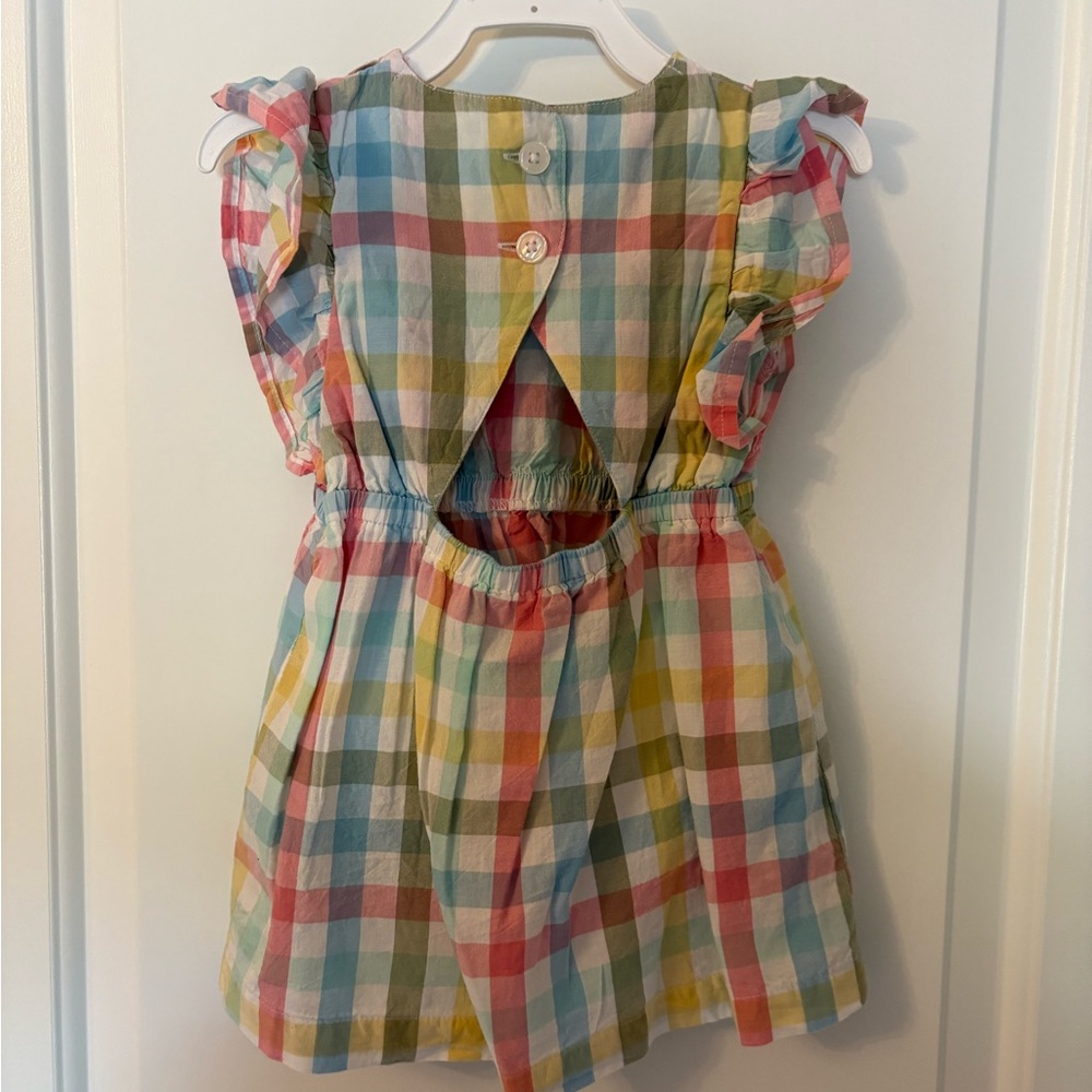 Colorful Plaid Ruffle Sleeve Dress - Picture 2 of 3